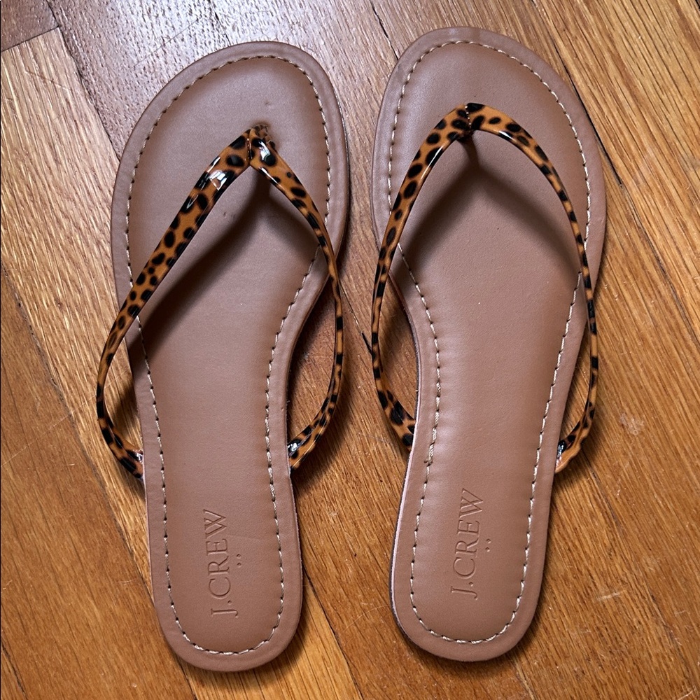 J. Crew Animal Print Sandals - Tan and Brown